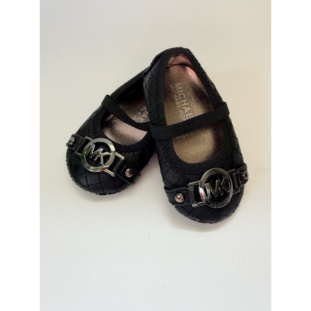 Michael Kors shoes baby girls size 2 Crib Shoes New Black Quilted Ballet Flats